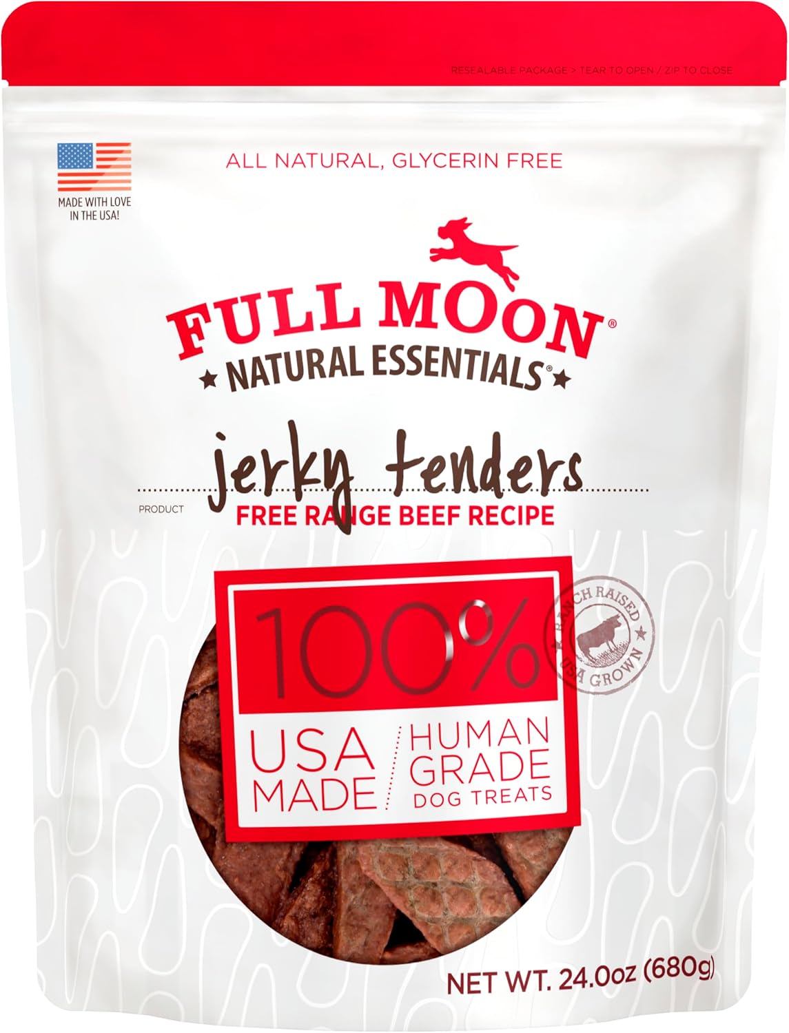 HOTFull Moon All Natural Essentials Beef Jerky Tenders Free Range Human Grade 24 oz