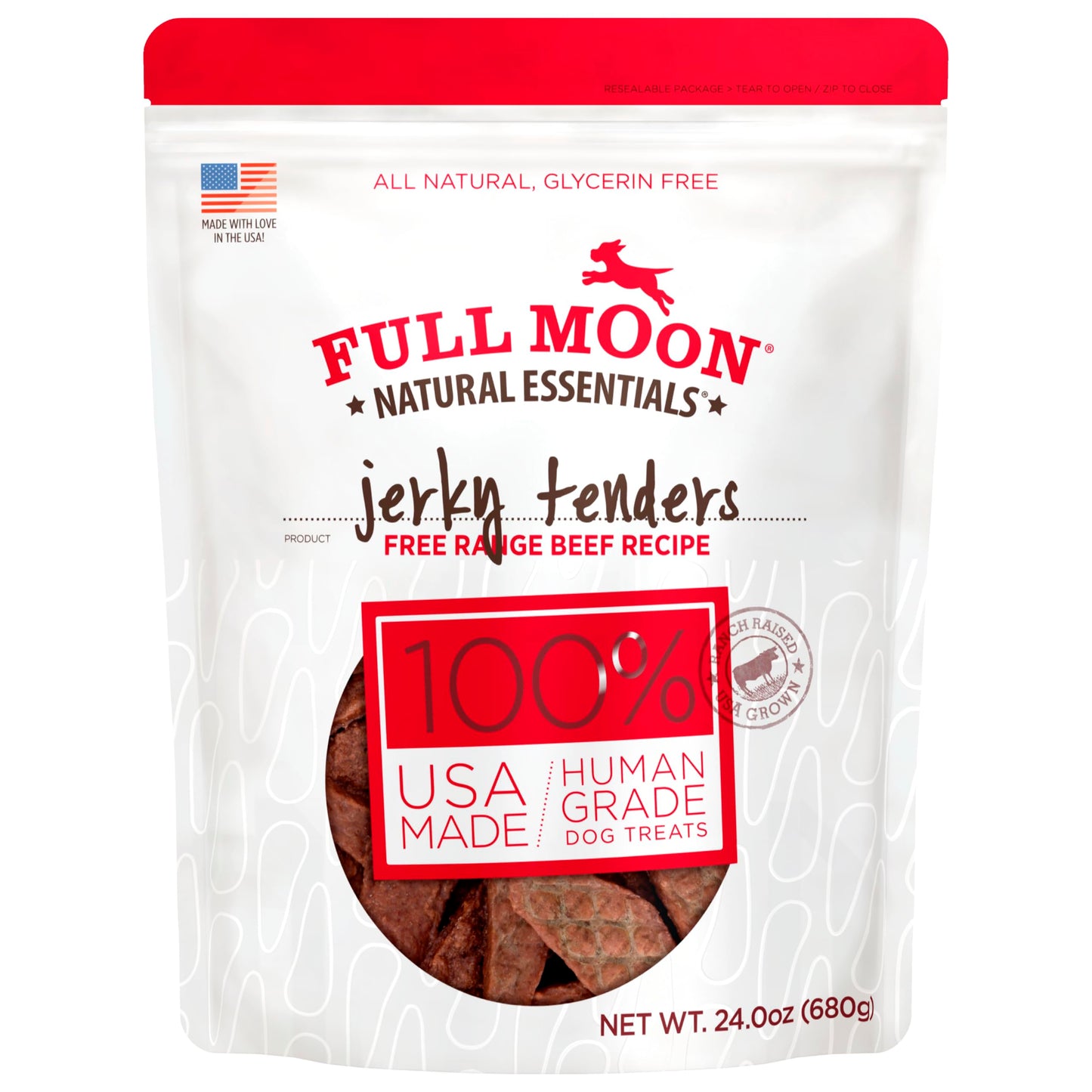 HOTFull Moon All Natural Essentials Beef Jerky Tenders Free Range Human Grade 24 oz