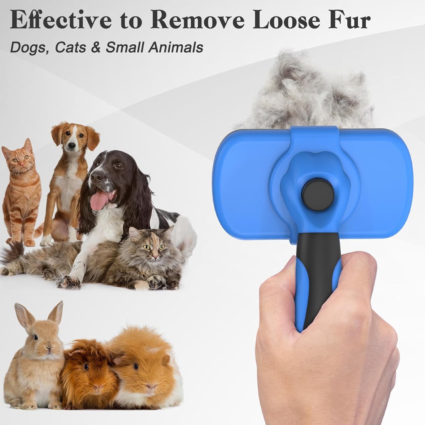 HOTSwihauk Self Cleaning Slicker Brush - Skin Friendly Deshedding Grooming Tool for Dogs & Cats, Suitable for Shedding & Haired Pets, with Pet Supplies Accessories, Blue
