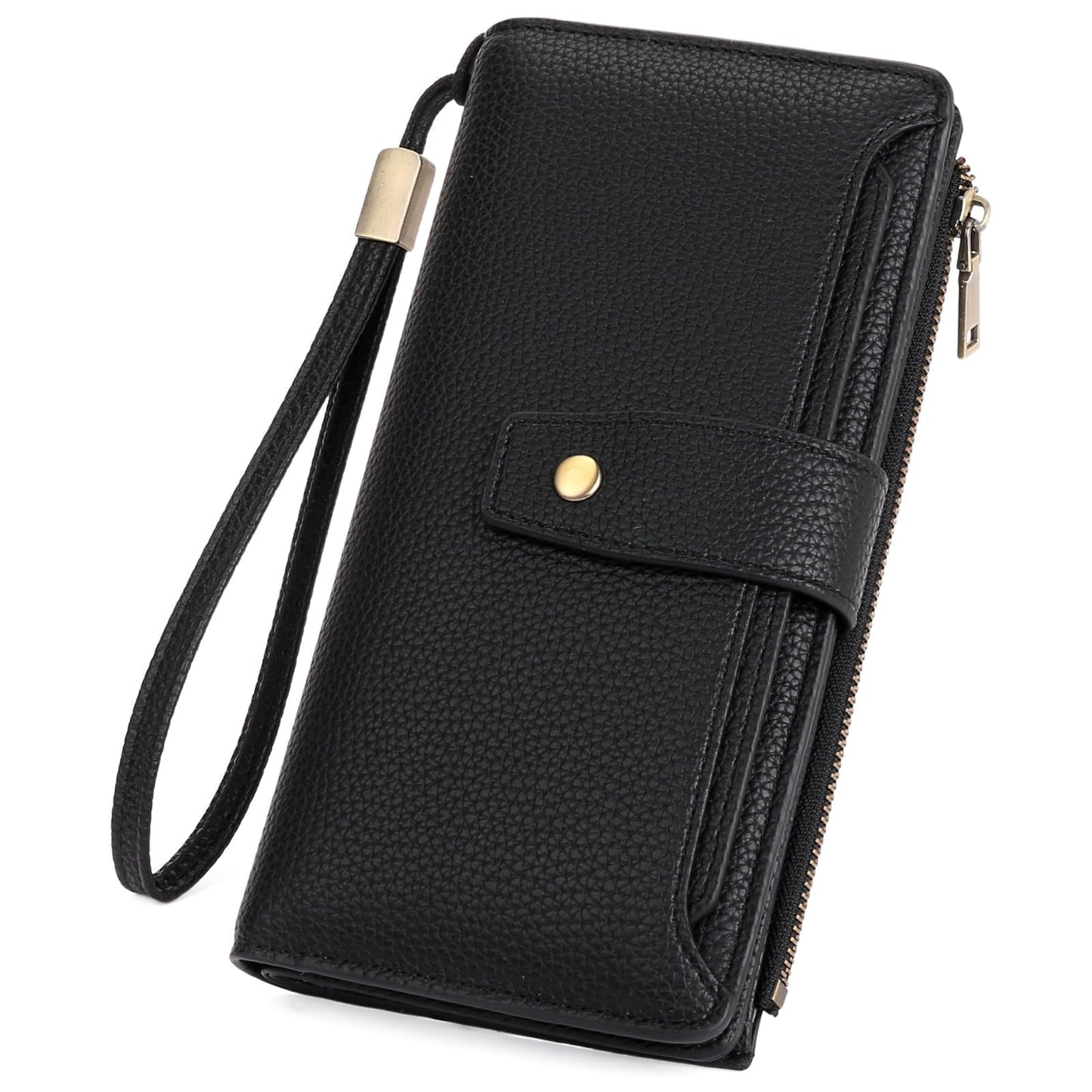 HOTGAEKEAO Womens Wallet RFID Blocking Large Capacity Vegan Leather Card Holder Wristlet Clutch with 32 Card Slots 4 ID Windows