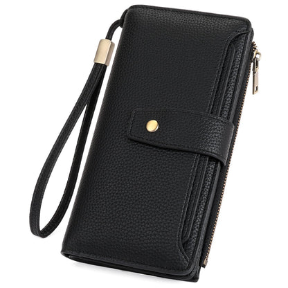 HOTGAEKEAO Womens Wallet RFID Blocking Large Capacity Vegan Leather Card Holder Wristlet Clutch with 32 Card Slots 4 ID Windows