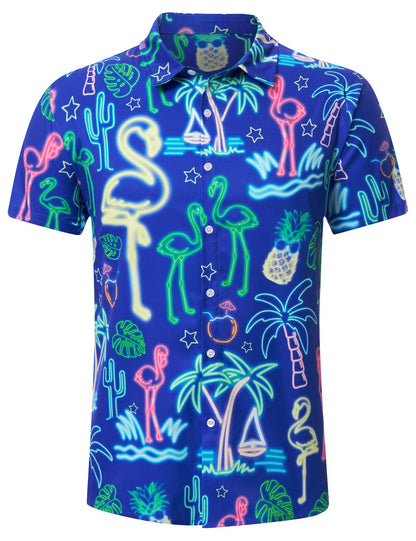 HOTFanient Mens Hawaiian Shirt Summer 3D Print Casual Short Sleeve Button Down Graphic Aloha Dress Shirts