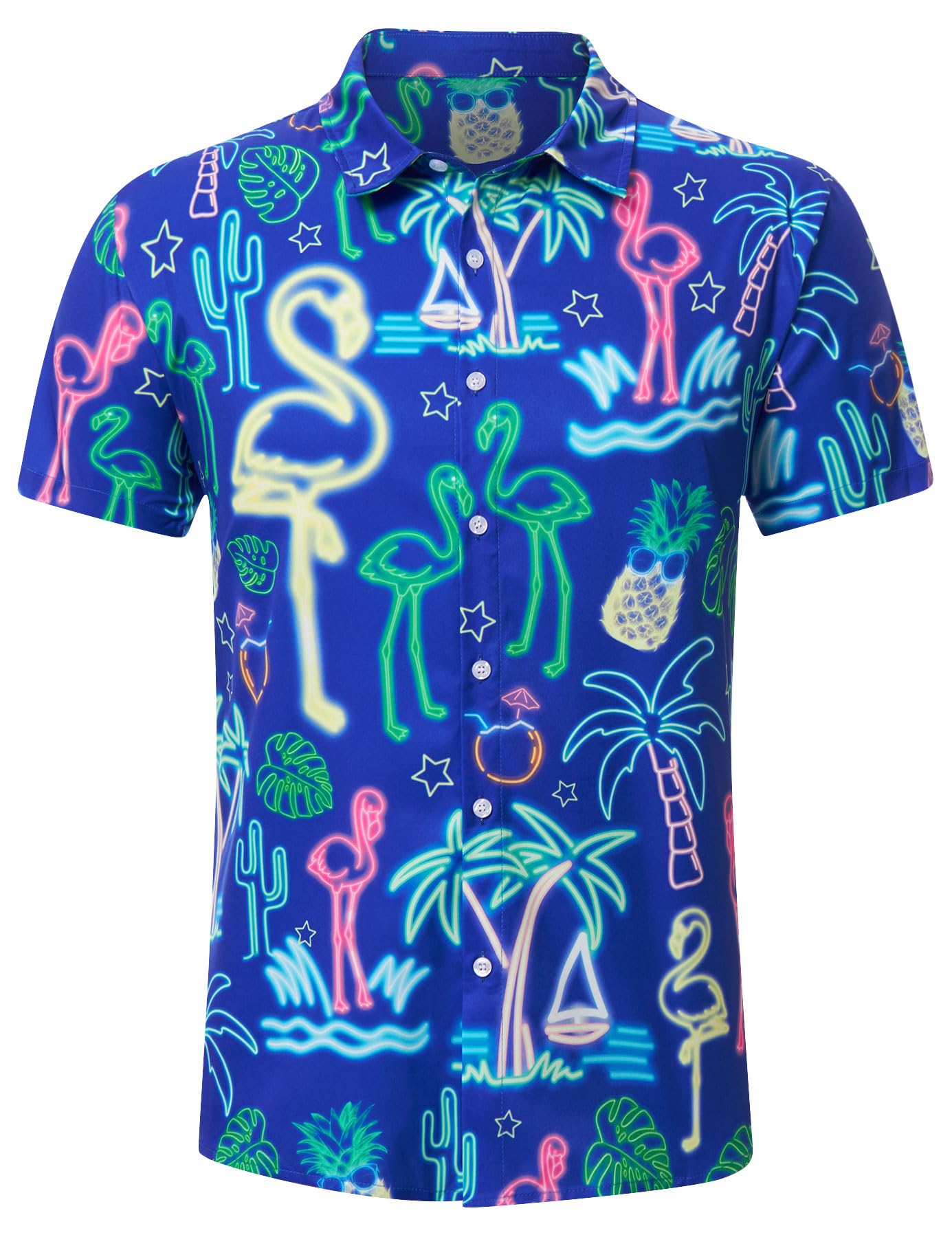 HOTFanient Mens Hawaiian Shirt Summer 3D Print Casual Short Sleeve Button Down Graphic Aloha Dress Shirts