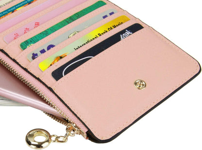 HOTYALUXE Women's RFID Blocking Genuine Leather Wallets Cell Phone Pocket Card Holder Organizer Leather Credit Card Cases Coin Purse with Zipper Pocket