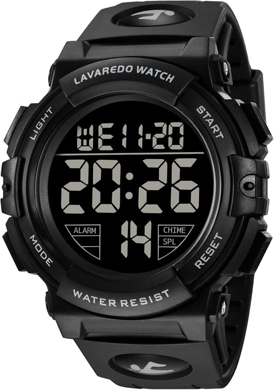 HOTL LAVAREDO Mens Digital Watch Sports Military Watches Waterproof Outdoor Chronograph Wrist Watches for Men with LED Back Ligh/Alarm/Date