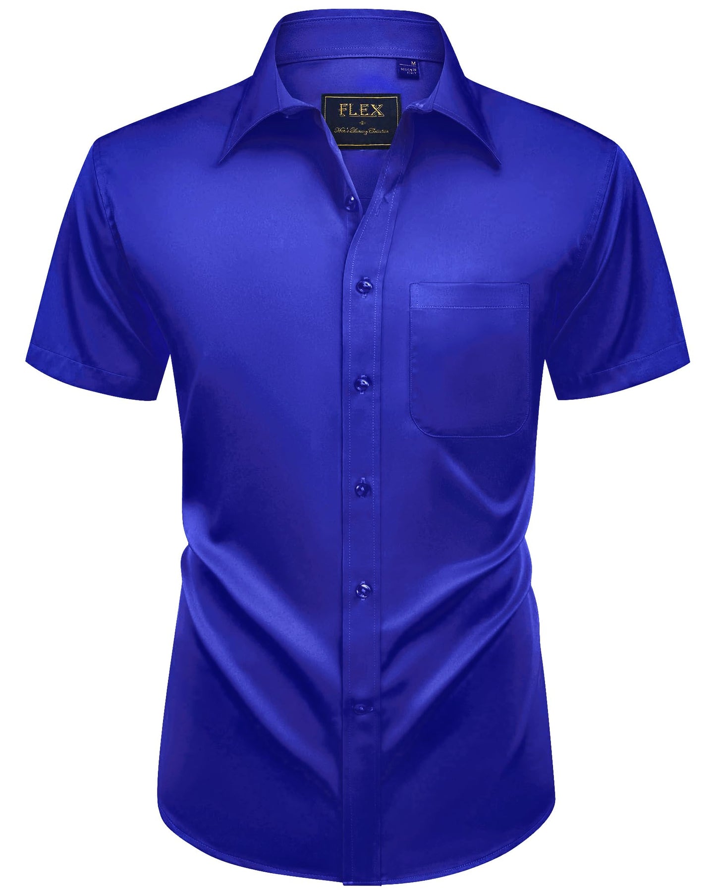 HOTAlimens & Gentle Mens Short Sleeve Dress Shirts Wrinkle Free Solid Casual Button Down Shirts with Pocket