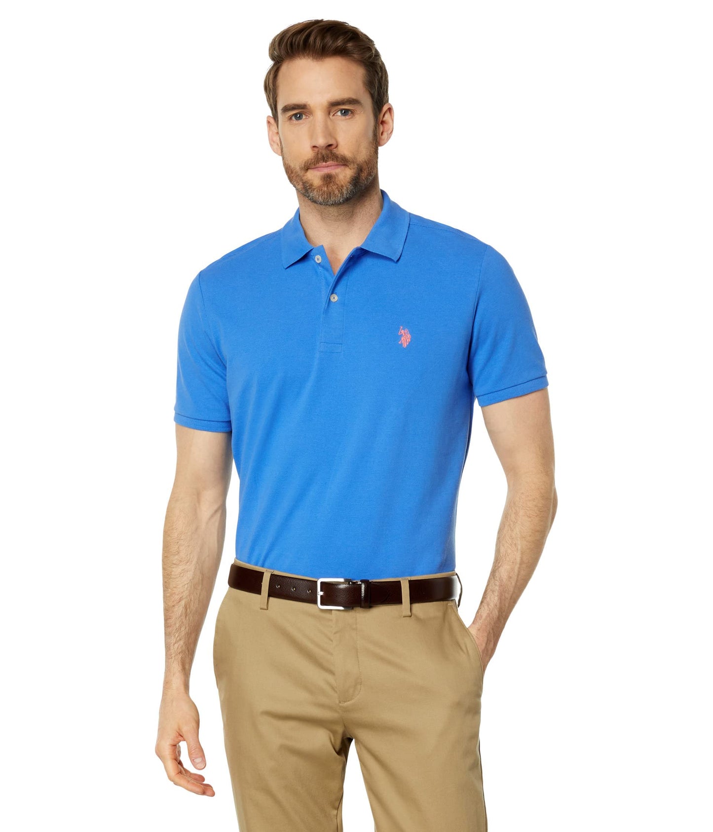 HOTU.S. Polo Assn. Men's Classic Polo Shirt, Two-Button Closure Pique Polo Shirt, Summer Fashion Golf Shirt | Two-Button Closure Pique Polo Shirt, Summer Fashion Golf Shirt