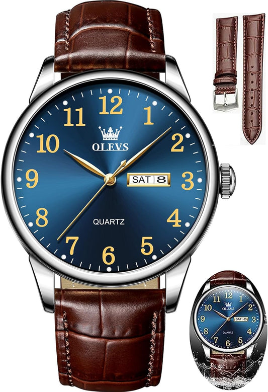 HOTOLEVS Watch Men Mens Watches Watches for Men Leather Band Classic Brown Leather Watch Men, Analog Watch Men, Black Mens Leather Watch, Dress Waterproof Large Face Mens Watch,Relojes para Hombres Watch