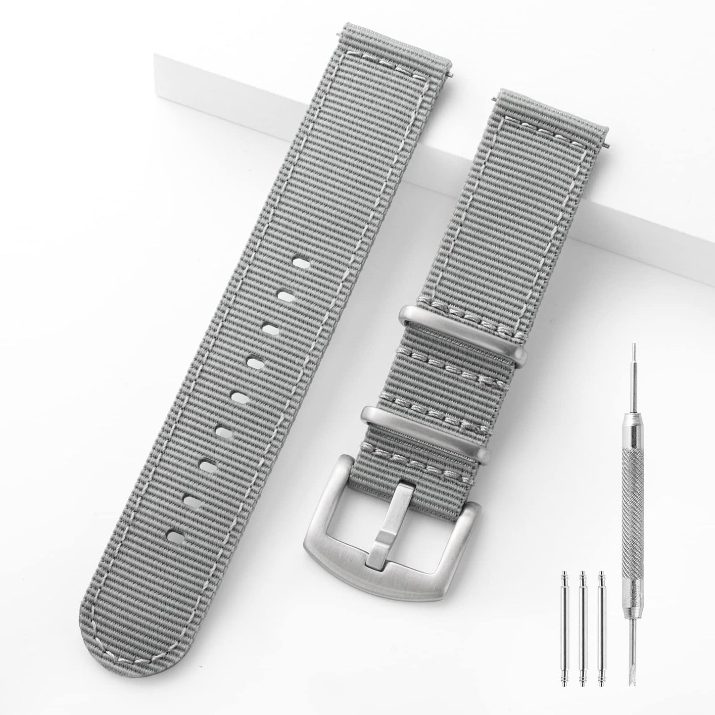 HOTTACTICAL FROG 18 mm 20 mm 22 mm Fast Release Nylon Watch band with Stainless Steel Buckle, Two-Piece Waterproof Nylon Watch Strap for Men and Women