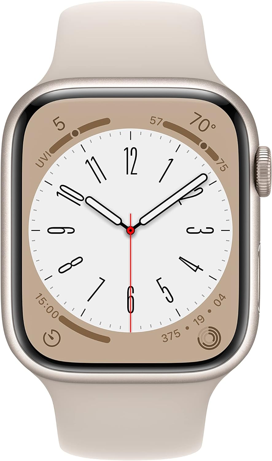 HOTApple Watch Series 8 (GPS, 45MM) - Starlight Aluminum Case with Starlight Sport Band (Renewed Premium)