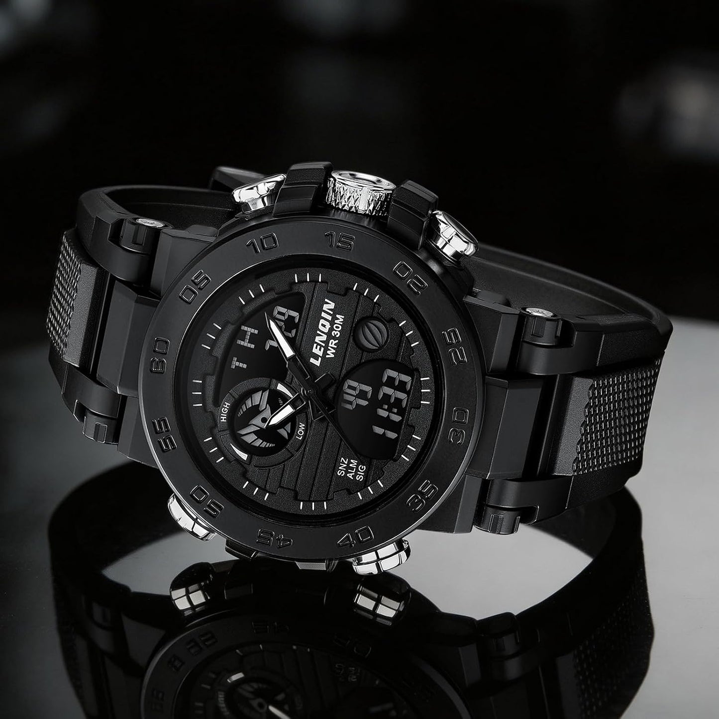 HOTLN LENQIN Mens Watches Digital Military Watch for Men Stopwatch Army Survival Tactical Sports Outdoor Big Face Waterproof Men's Wrist Watches with LED Backlight/Timer/Alarm/Date