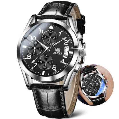 HOTOLEVS Men's Watches Brown Leather with Date,Casual Watches for Men,Large Face Watches Men,Chronograph Mens Watch,Sport Waterproof Business Dress Analog Quartz Men's Wrist Watches Reloj De Hombre