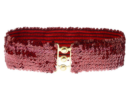 HOTAnna-Kaci Women's Sparkly Glitter Sequin Wide Stretch Elastic Belt Accessory