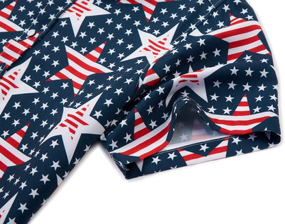 HOTMens American Flag Shirt - Patriotic Shirts for Men Short Sleeve Button Down Hawaiian Shirts