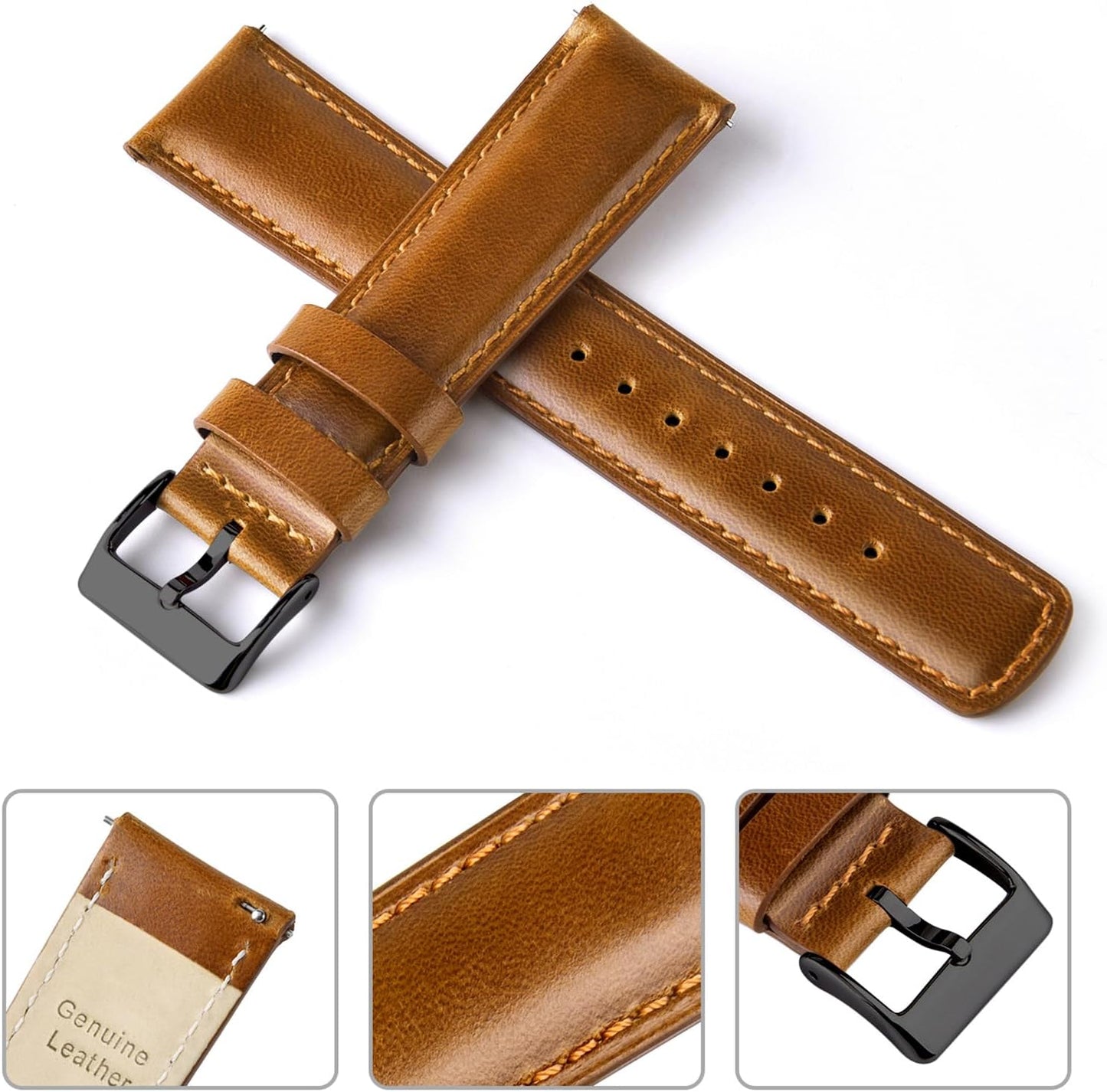 HOTRitche Christmas Gift Quick Release Leather Watch Bands Genuine Watch Straps for Men Women Top Grain Leather Watch Strap, White Elephant Gifts, Stocking Stuffers for Men, Father's Day gifts