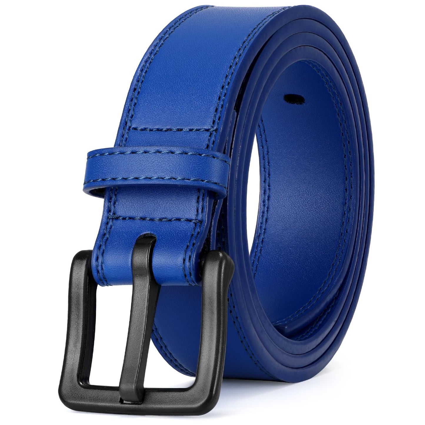 HOTXZQTIVE Men’s Metal Free Belt Hypoallergenic Leather Belts For Jeans Dress Nickle Free TSA Belt With Black Buckle