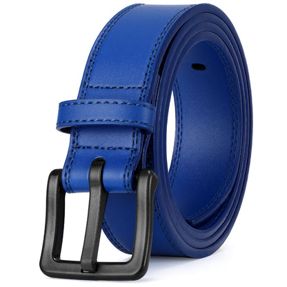 HOTXZQTIVE Men’s Metal Free Belt Hypoallergenic Leather Belts For Jeans Dress Nickle Free TSA Belt With Black Buckle