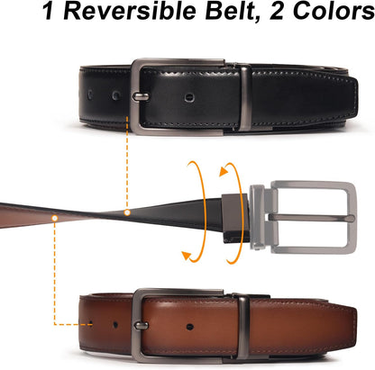 HOTMen's Belt Reversible Belt Men 1 Piece - 1 3/8" Leather Dress Belt - Trim to Fit for Elegant Style