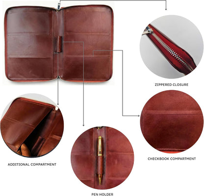 HOTFull Grain Leather Checkbook Cover for Multiple Check Books - Checkbook Organizer for Up to 6 Books With Duplicate Checks - Checkbook Holder for Women and Men, Gift for Loved Ones