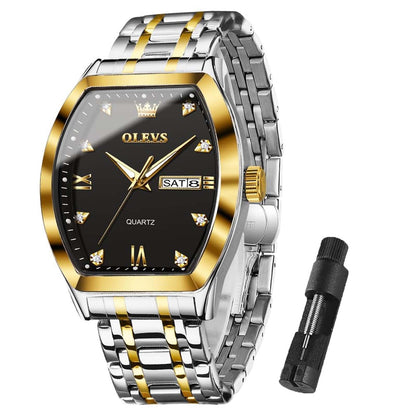HOTOLEVS Mens Watches Luxury Business Analog Quartz Watches for Men with Stainless Steel Dress Date Waterproof Luminous Wrist Watches | Luxury Rectangle Face Tonneau Silver or Gold Stainless Steel Dress Watches for Men Roman Numerals with Black/Blue/White