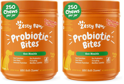 HOTZesty Paws Probiotics for Dogs - Digestive Enzymes for Gut Flora, Digestive Health, Diarrhea & Bowel Support - Clinically Studied DE111 - Dog Supplement Soft Chew for Pet Immune System - Pumpkin, 90ct