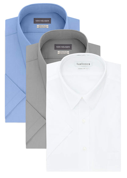 HOTVan Heusen Men's Short Sleeve Dress Shirt Regular Fit Poplin Solid