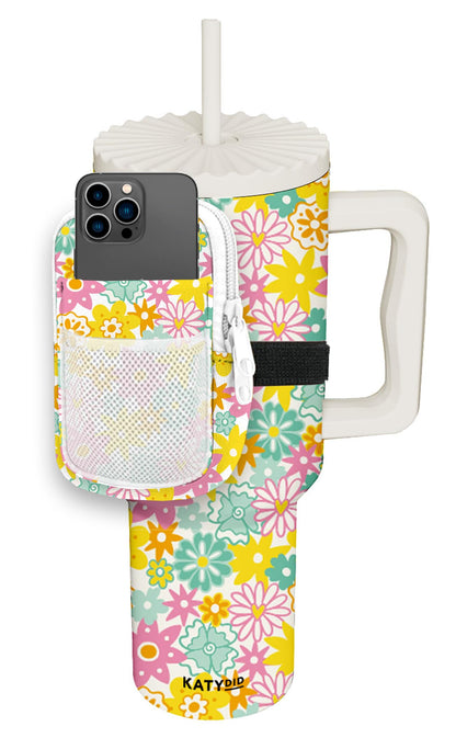 HOTKATYDID Tumbler Zipper Pouch and Phone Holder with 3 Pockets - Compact Water Bottle Pouch for Wallet, Keys, and Phone - Premium Tumbler Accessories