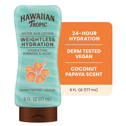 HOTHawaiian Tropic Weightless Hydration After Sun Lotion with Aloe, 6Fl Oz Twin Pack, Hawaiian Tropic Lotion, Moisturizing Lotion, After Sun Care, After Sun Moisturizer, 6Fl Oz each