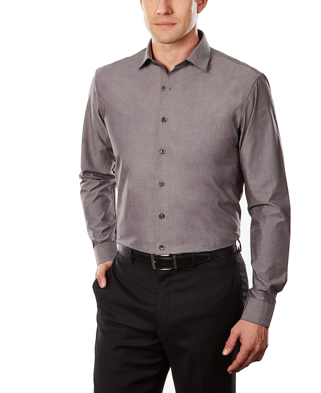 HOTKenneth Cole Unlisted Men's Slim Fit Solid Dress Shirt - Amazon Exclusive
