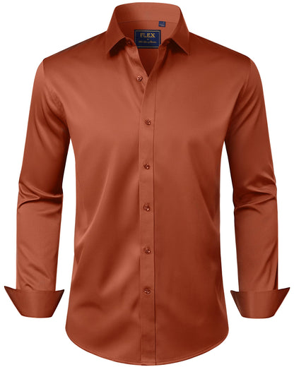 HOTJ.VER Men's Dress Shirts Solid Long Sleeve Stretch Wrinkle-Free Formal Shirt Business Casual Button Down Shirts