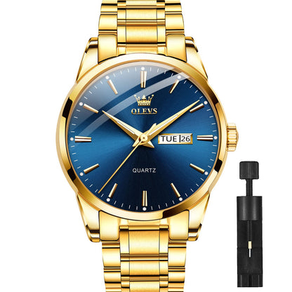 HOTOLEVS Classic Men Watches with Date,Stainless Steel Man Watch with Date, Bussiness Watches for Men,Luminous Quartz Mens Watches Black/White/Blue/Gold, Waterproof Male Watch with Week