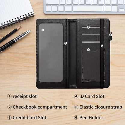 HOTCheckbook Cover for Men Women PU Leather Slim Check Book Holder Covers Wallet Case with Card Slots Duplicate Checks Card Pen Holder with RFID Blocking & Elastic Strap,Watercolor Floral Cow