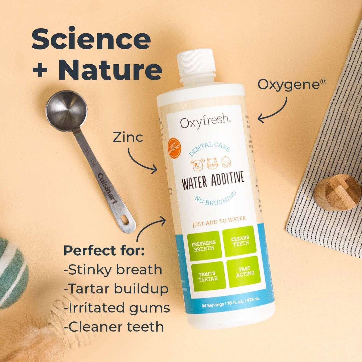 HOTOxyfresh Premium Pet Dental Care Solution Pet Water Additive: Best Way to Eliminate Bad Dog Breath and Cat Bad Breath - Fights Tartar & Plaque - So Easy, Just Add to Water! Vet Recommended 16 oz.