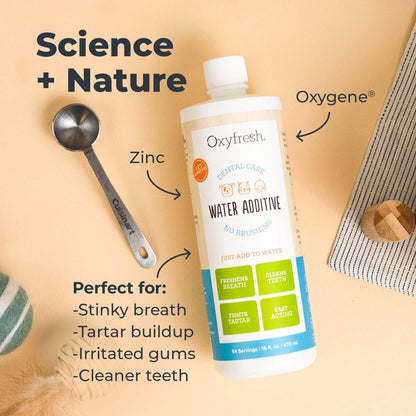 HOTOxyfresh Premium Pet Dental Care Solution Pet Water Additive: Best Way to Eliminate Bad Dog Breath and Cat Bad Breath - Fights Tartar & Plaque - So Easy, Just Add to Water! Vet Recommended 16 oz.