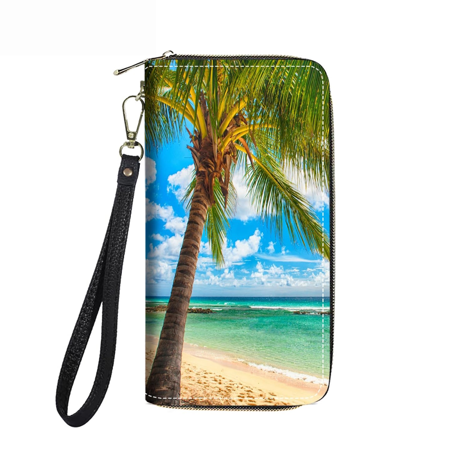 HOTWomen's Large Capacity Wallet PU Leather Double Zipper Clutch Purse Multifunctional Wallet with Removable Wristlet Strap for Smart Phone/Coin/Card/Cash, Flower Butterfly