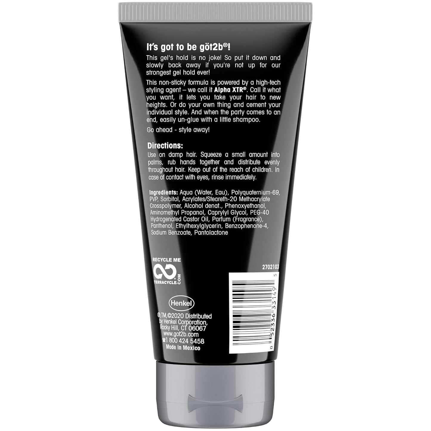 HOTgot2b Ultra Glued Invincible Styling Gel Set, 6 Fl Oz (2-Tube) + 1.25 Fl Oz Travel Size, Hair Gel for Men and Women with Extra Strong Hold, Non-Sticky, No-Flake Formula for Vertical Styles