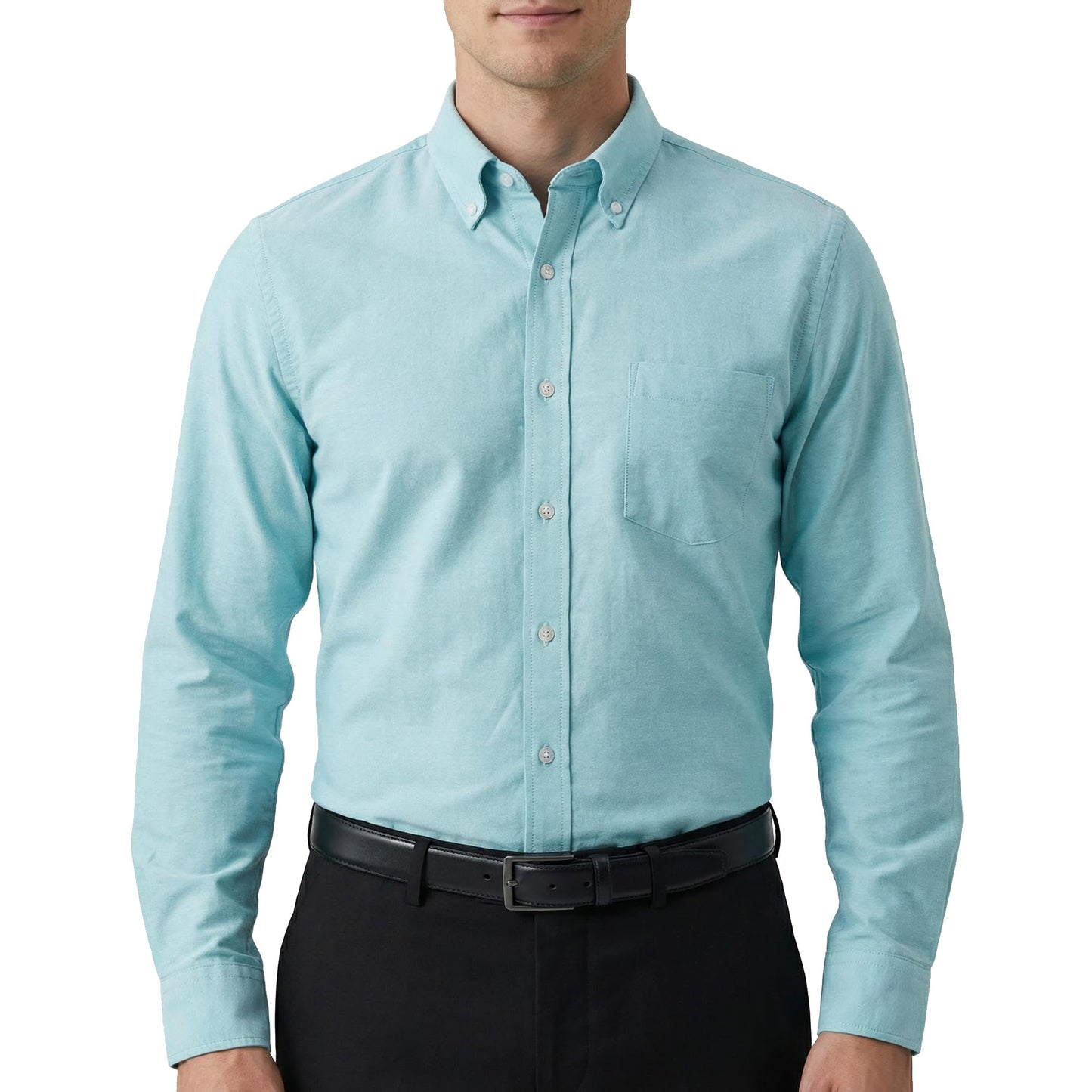 HOTCotton King Mens 100% Cotton Oxford Shirt Long Sleeve Dress Shirts for Men Button Down Work Casual Shirt with Pocket