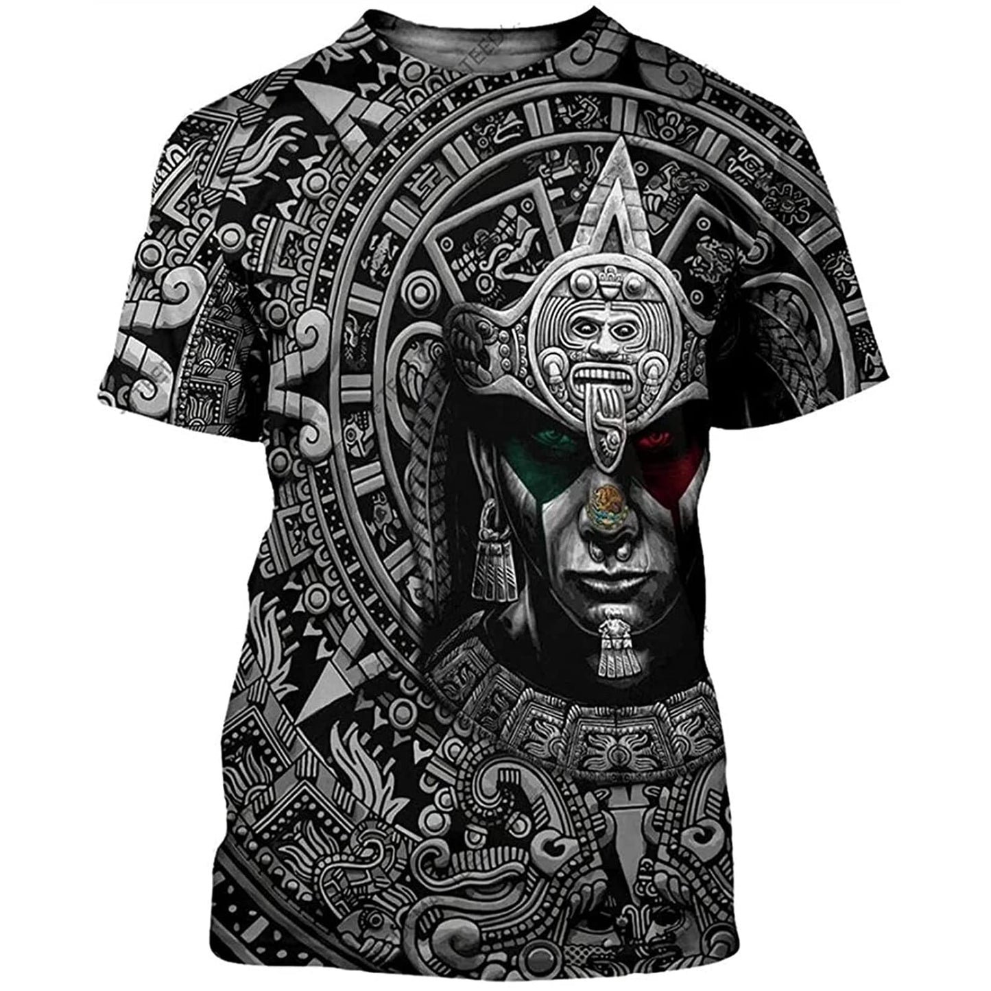 HOTFAYBA Aztec Mexican Shirts Short Sleeves Summer Mexico Shirt Mexico Jersey Unisex 3D Shirts