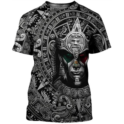 HOTFAYBA Aztec Mexican Shirts Short Sleeves Summer Mexico Shirt Mexico Jersey Unisex 3D Shirts