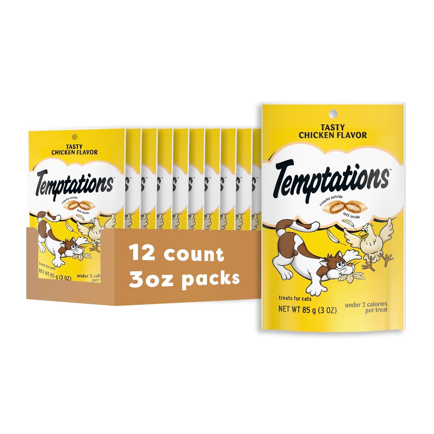 HOTTemptations Classic Crunchy and Soft Cat Treats, Tasty Chicken, 30 oz | Under 2 calories per treat, crunchy outside & soft inside, resealable tub, use as meal or topper, 100% complete & balanced
