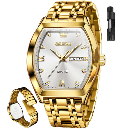HOTOLEVS Mens Watches Luxury Business Analog Quartz Watches for Men with Stainless Steel Dress Date Waterproof Luminous Wrist Watches | Luxury Rectangle Face Tonneau Silver or Gold Stainless Steel Dress Watches for Men Roman Numerals with Black/Blue/White