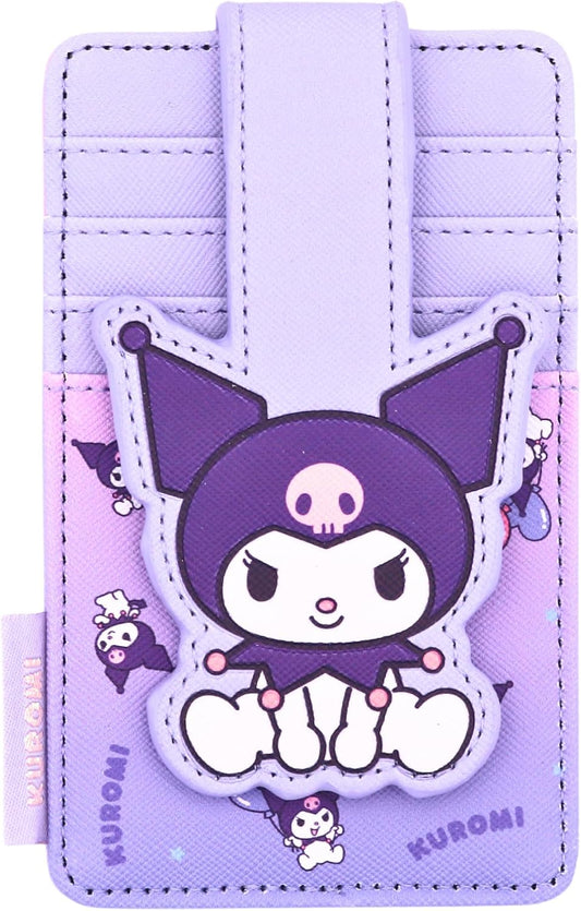 HOTSlim Kitty Friends RFID Blocking Credit Cards Holder Wallet Japanese Cute Characters with Window ID Slot (Kuromi's Purple)