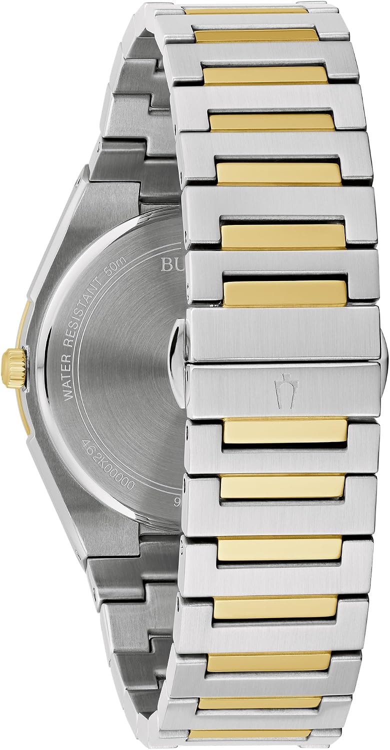 HOTBulova Mens Dress Classic Quartz Two Tone Stainless Steel Watch, Patterned Dial, 39mm