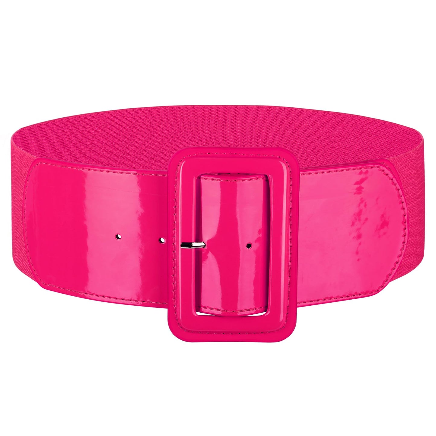 HOTJASGOOD Women Wide Stretchy Belt Vintage Elastic Waist Belt for Dresses Fashion Ladies Waist Belt with Patent Square Buckle