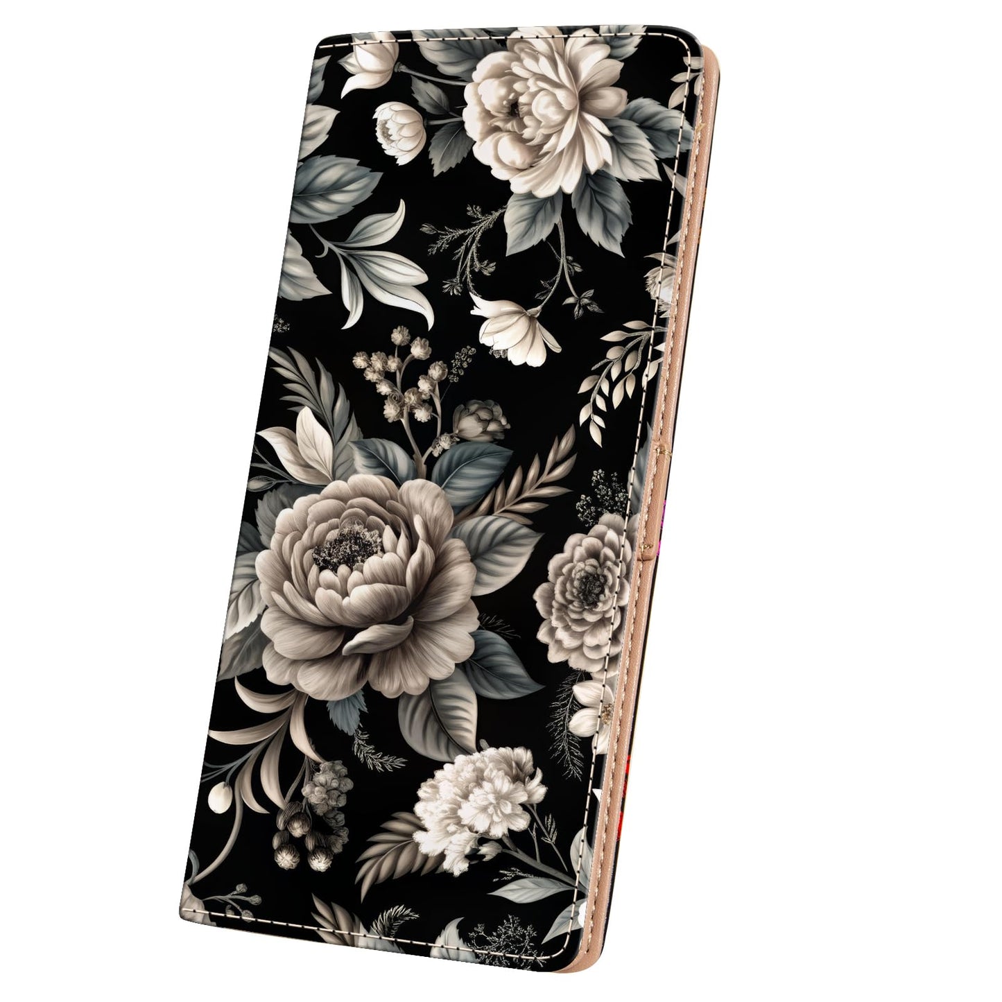 HOTWallets for Women RFID Wallet Cute Girls Ultra Slim Compact Clutch Long Credit Card Holder Floral Travel Wallet personalized Coin Pocket (Rose Skull)