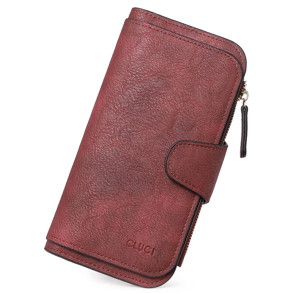 HOTCLUCI Wallet For Women PU Leather RFID Blocking Womens Wallet Bifold Card Holder with ID Window Gifts for Women Birthday