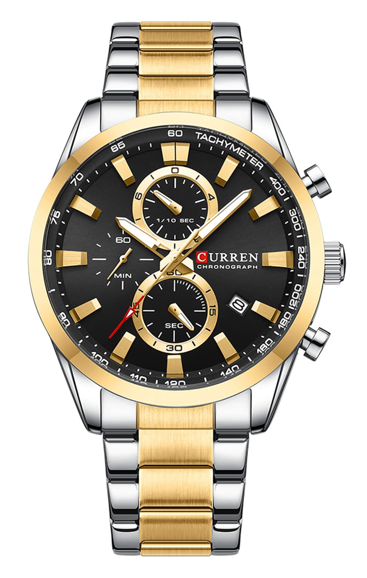 HOTFANMIS Mens Luxury Watches Business Chronograph Dress Waterproof Leather Strap Analog Quartz Wrist Watch