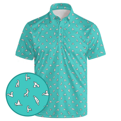 HOTGolf Polo Shirts for Men Funny Print Quick Dry Short Sleeve Performance Golf Shirts Moisture Wicking Polo Shirts