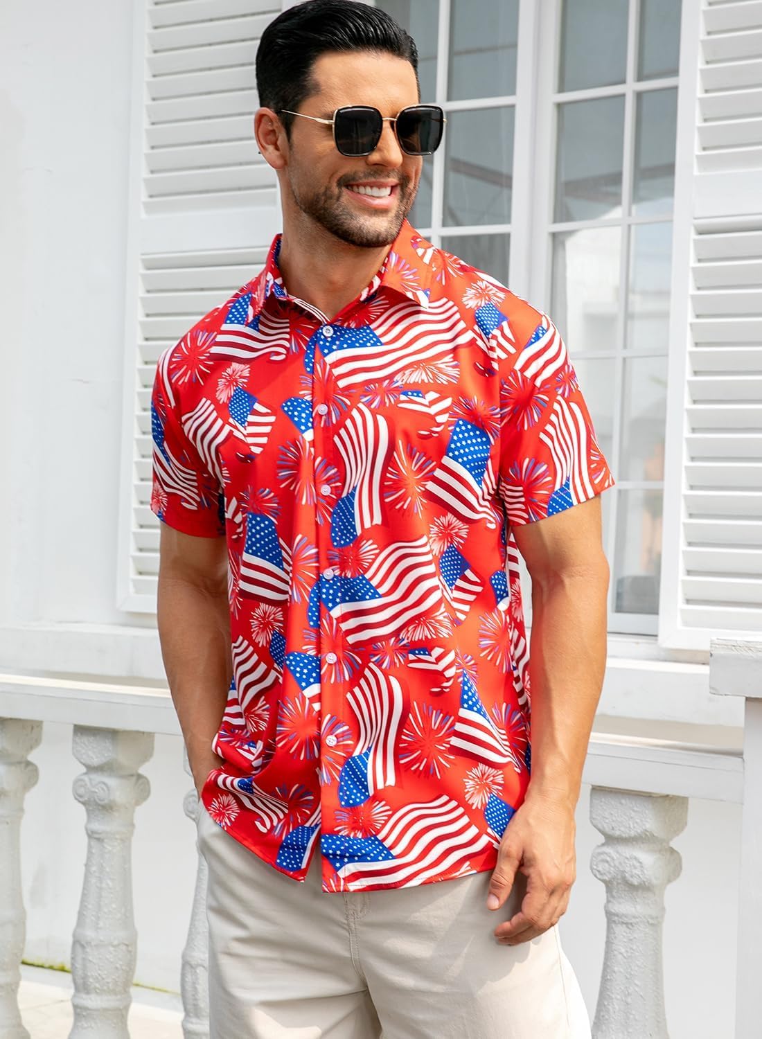 HOTuideazone Mens Funny Hawaiian Shirts 3D Graphic Button Down Short Sleeve Tropical Holiday Beach Aloha Shirt