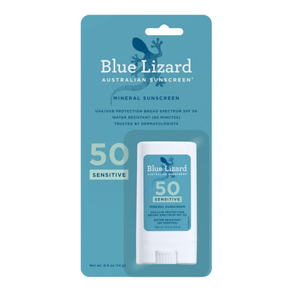 HOTBlue Lizard Sensitive Mineral SPF 50 Sunscreen Lotion, 100% Mineral Sunscreen, UVA/UVB Protection, Infused with organic Aloe Vera, Soothes and Hydrates, 5 fl oz
